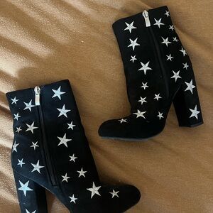 Charlotte Russe Black Star Heeled Boots